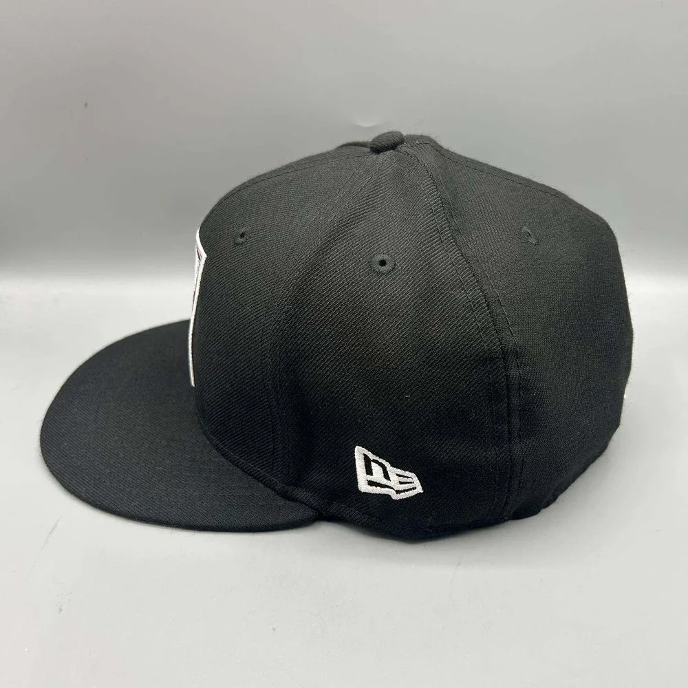 New York Mets Hat Men 7 1/2 Black Embroidered 59Fifty New Era Fitted Cap Wool